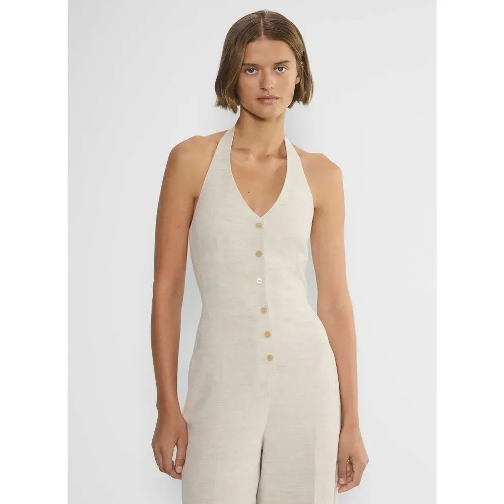 Aritzia Wilfred CruiseLinen Upscale Jumpsuit Natural Ecru Linen Lyocell, sz 4